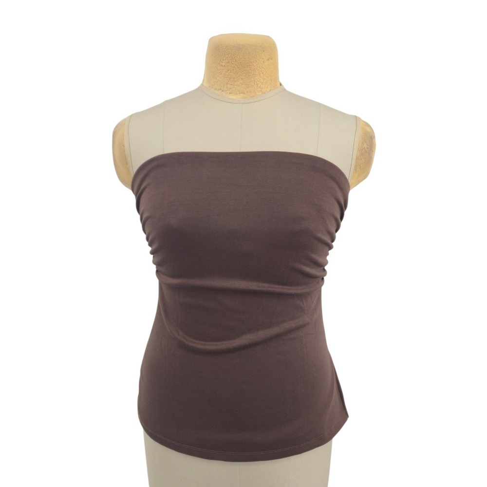 Emerson Lang Tube Top Women Large Brown Strapless Stretch Contemporary Basic